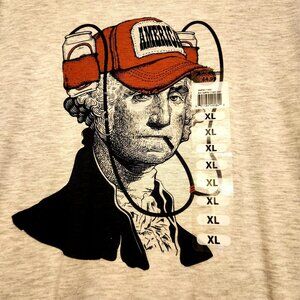 George Washington Graphic Beer Drinking Tee Men's Size XL Fourth of July T-shirt